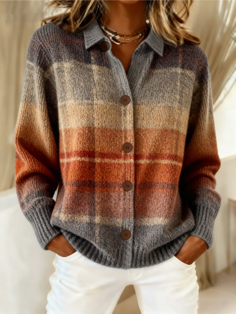 Edith | Cardigan Scozzese Ombré Autunnale