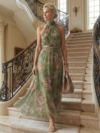 Vestito Midi Floreale con Collo Halter