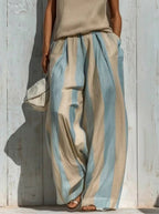 Completo Top Senza Maniche e Pantalone Largo a Righe