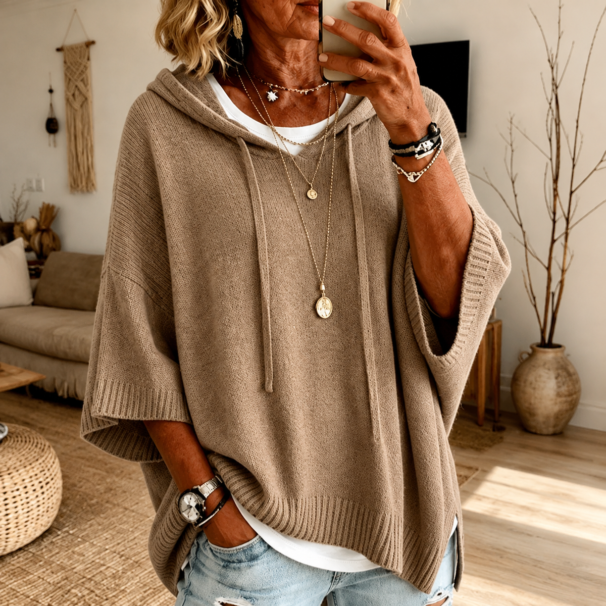 Manon – Maglione poncho talpa
