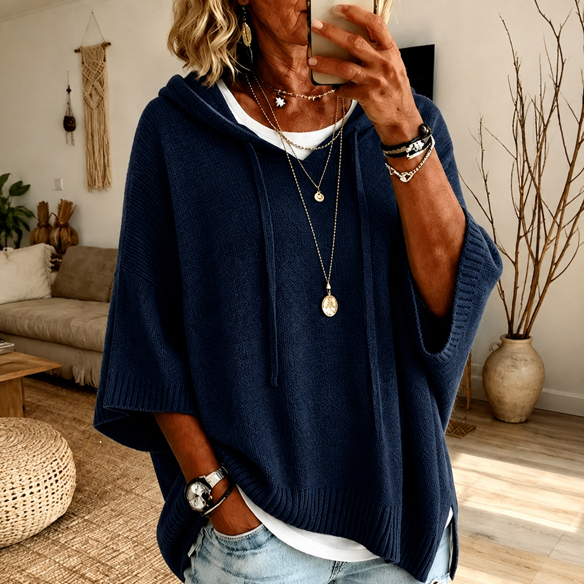 Juliette – Maglione poncho blu navy
