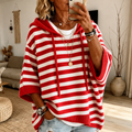 Charlotte – Maglione poncho a righe rosso