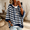 Marine – Maglione poncho a righe blu navy