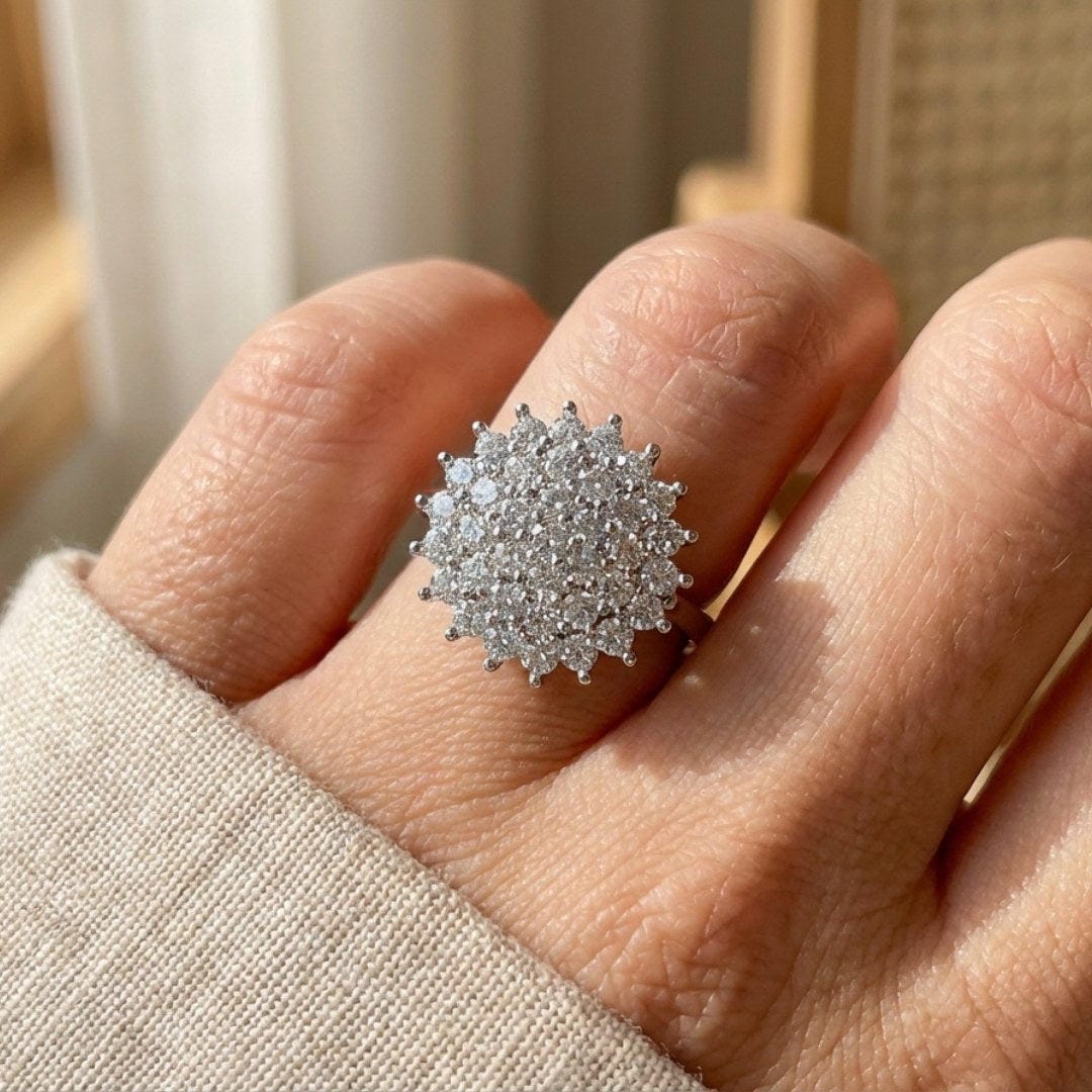 Anello Statement con Cluster di Cristalli