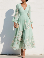 Vestito Midi con Maniche a Sbuffo