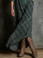 Margaux | Vestito Chemisier Lungo con Colletto Vichy Verde