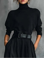 Noëlla | Completo Top Dolcevita Nero e Pantalone Dritto