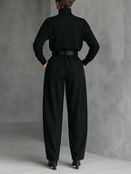 Noëlla | Completo Top Dolcevita Nero e Pantalone Dritto