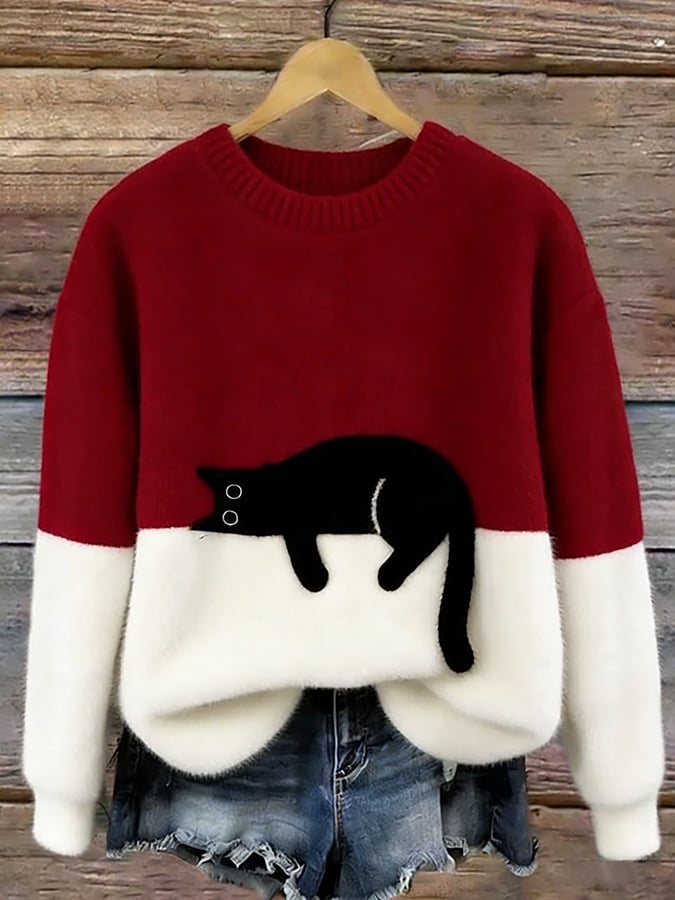 Carine | Maglione Oversize Elegante con Gatto