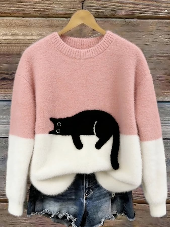 Carine | Maglione Oversize Elegante con Gatto