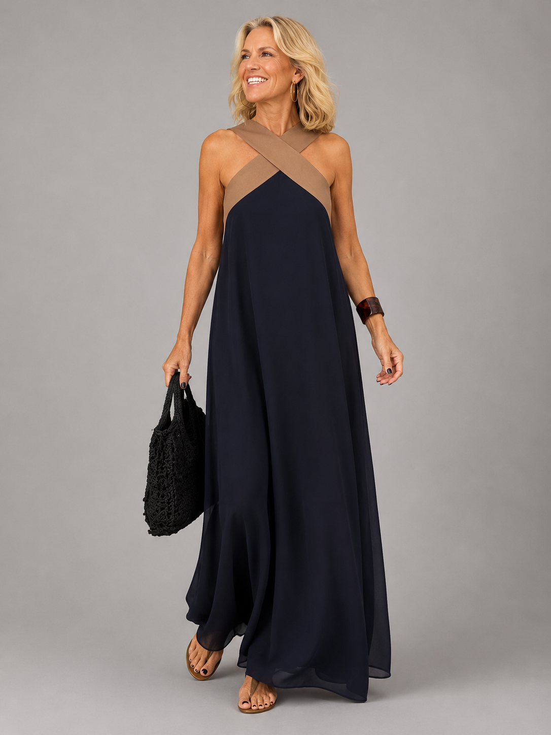 Velora™ | Abito Maxi Incrociato Elegante