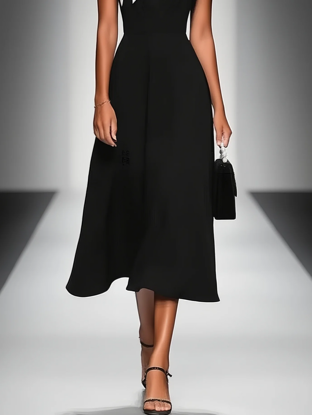 Ariane | Abito Midi Donna con Scollo Quadrato e Maniche Colorblock