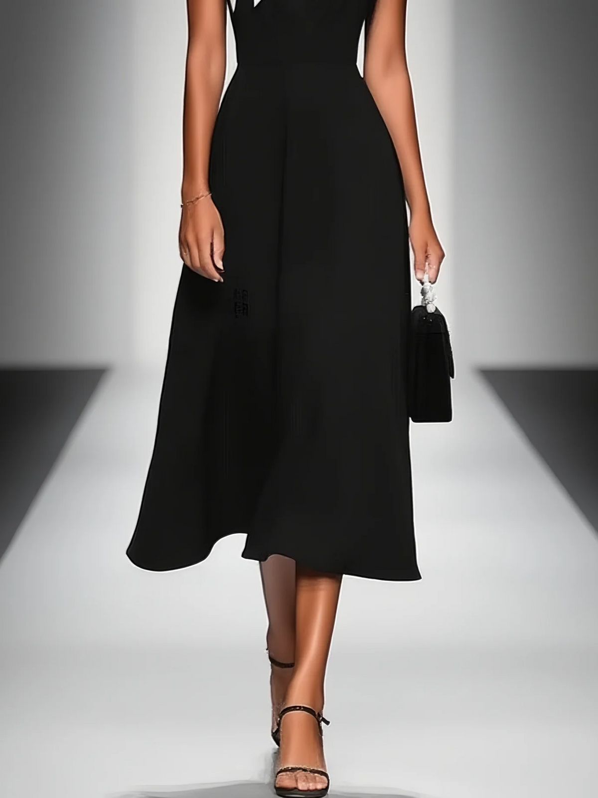 Ariane | Abito Midi Donna con Scollo Quadrato e Maniche Colorblock