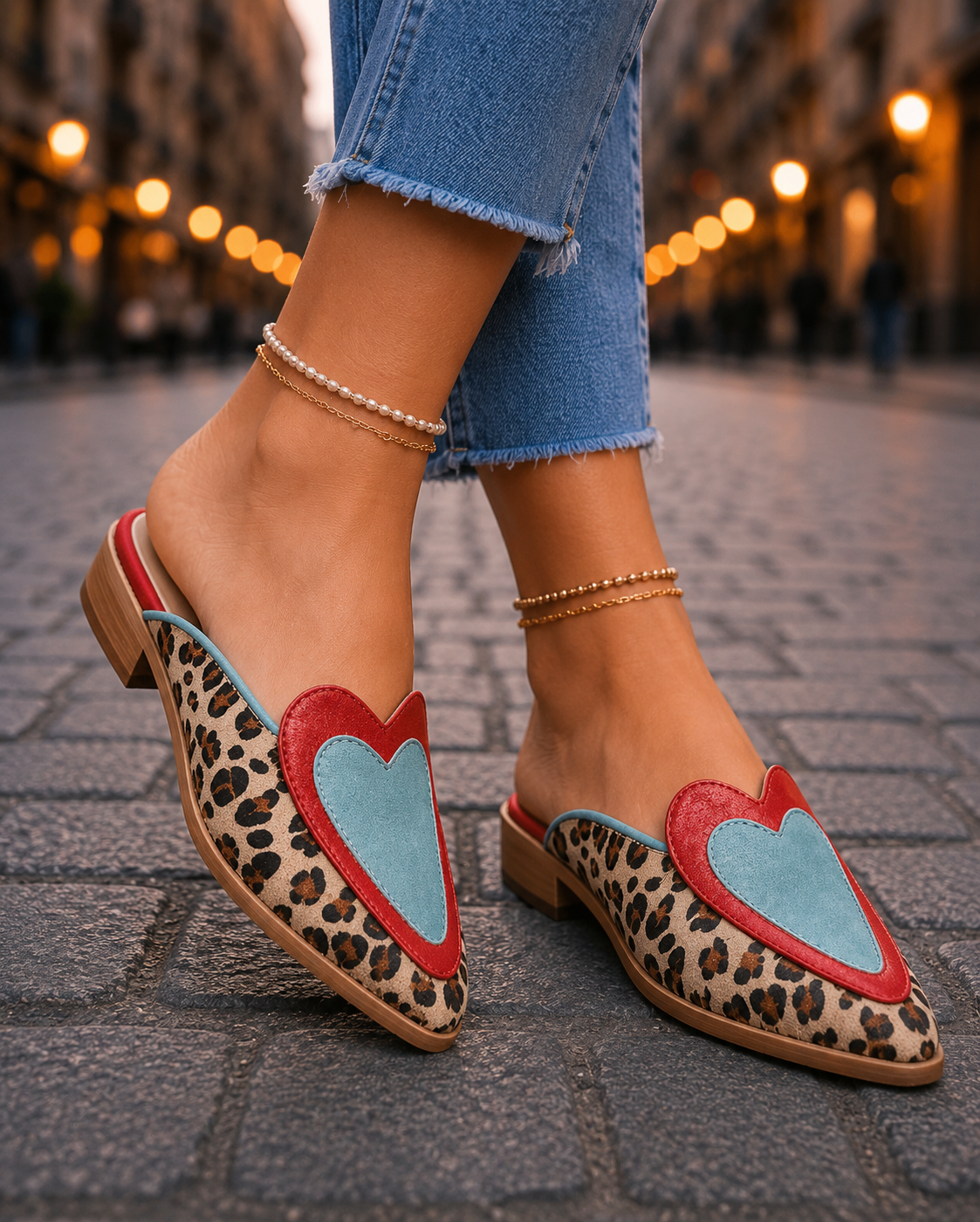 Perla – Mules Aperti con Stampa Leopardo