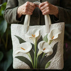 Borsa trapuntata artigianale - Gigli bianchi