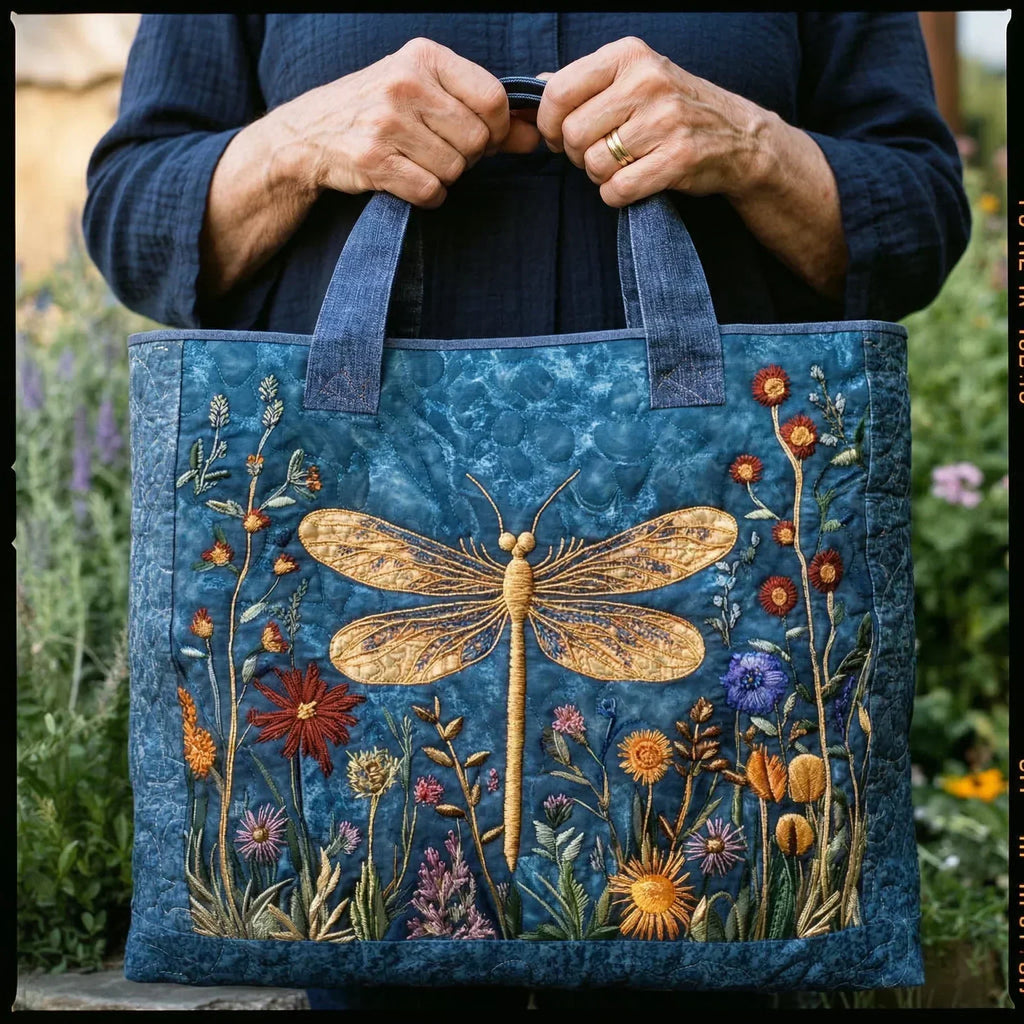 Borsa shopper trapuntata - Libellula dorata