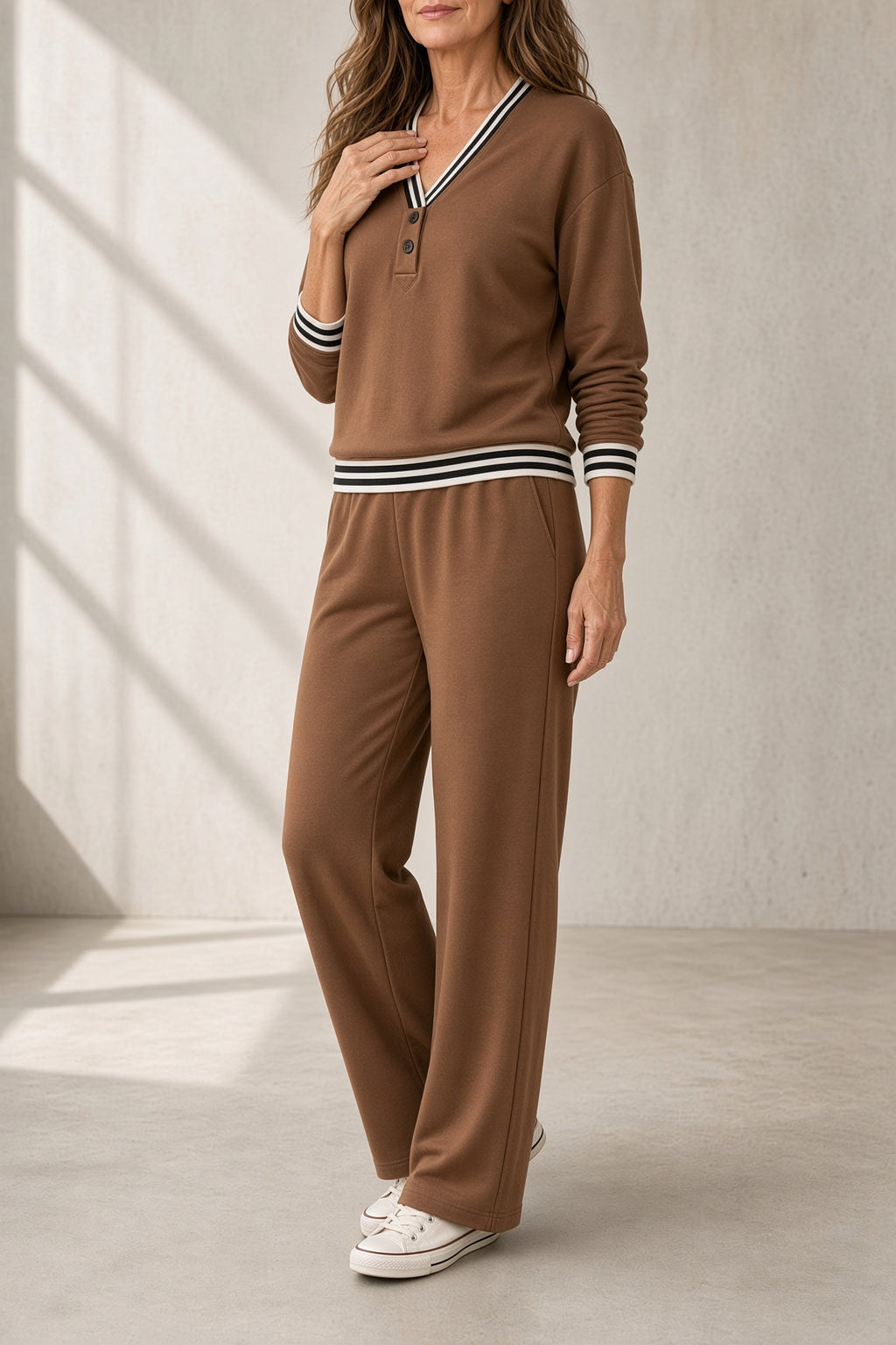 Monica | Completo Coordinato con Scollo a V e Strisce