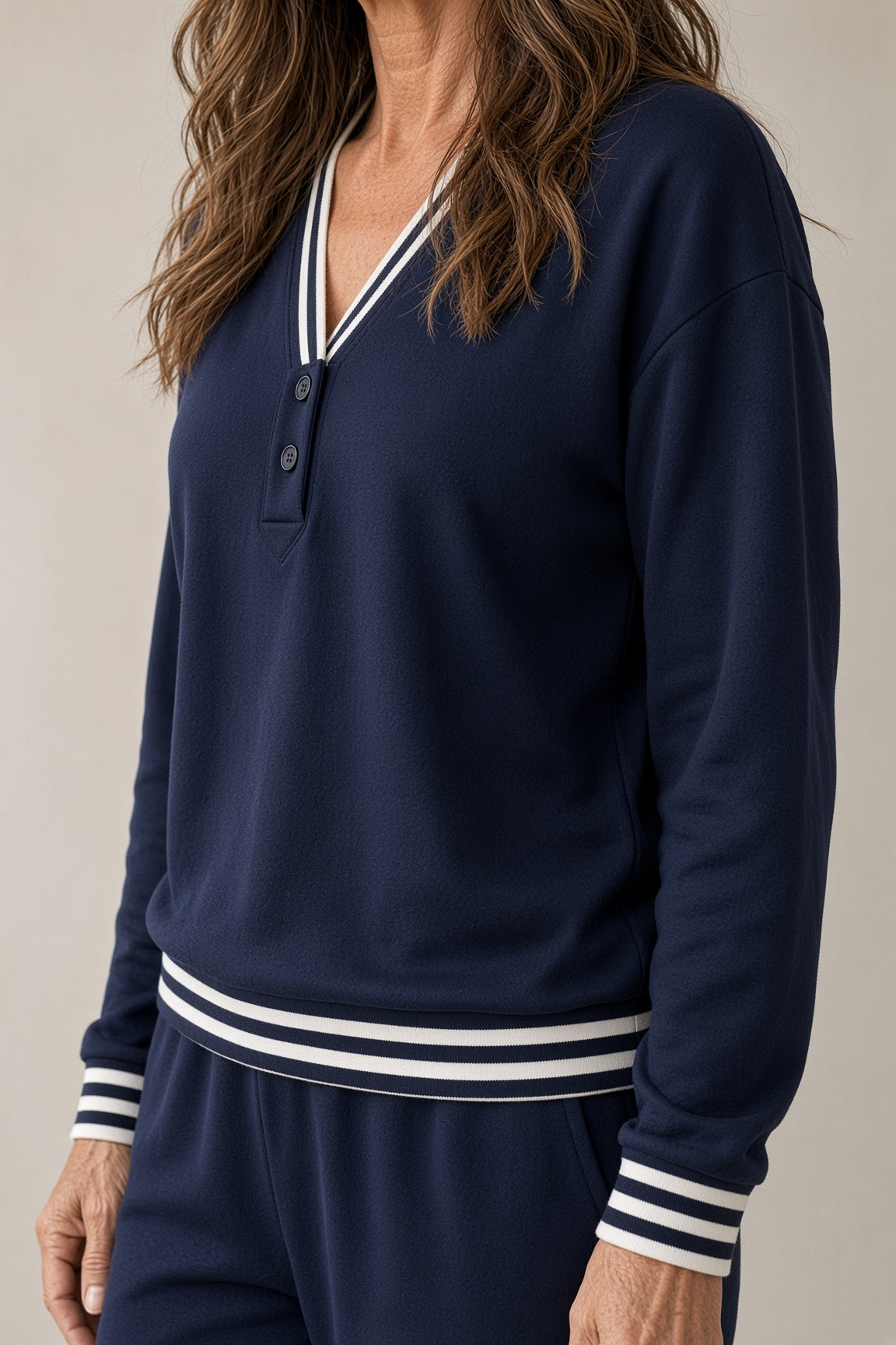 Monica | Completo Coordinato con Scollo a V e Strisce