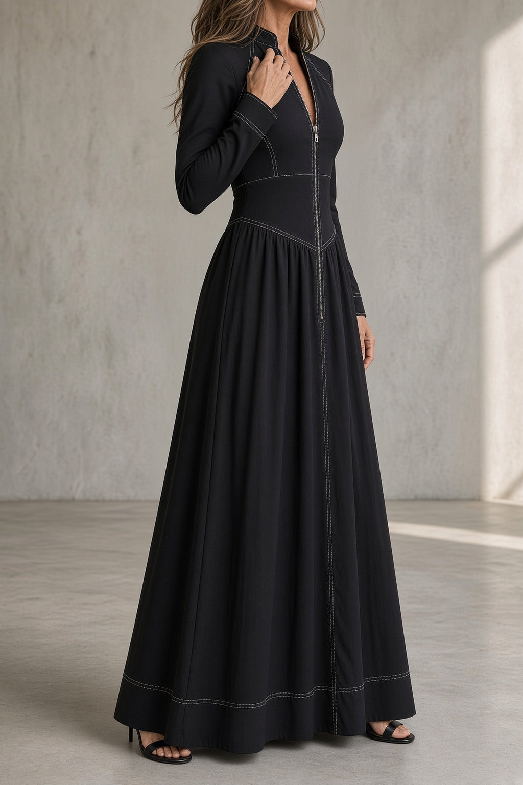 Sienna | Abito Lungo con Zip Frontale