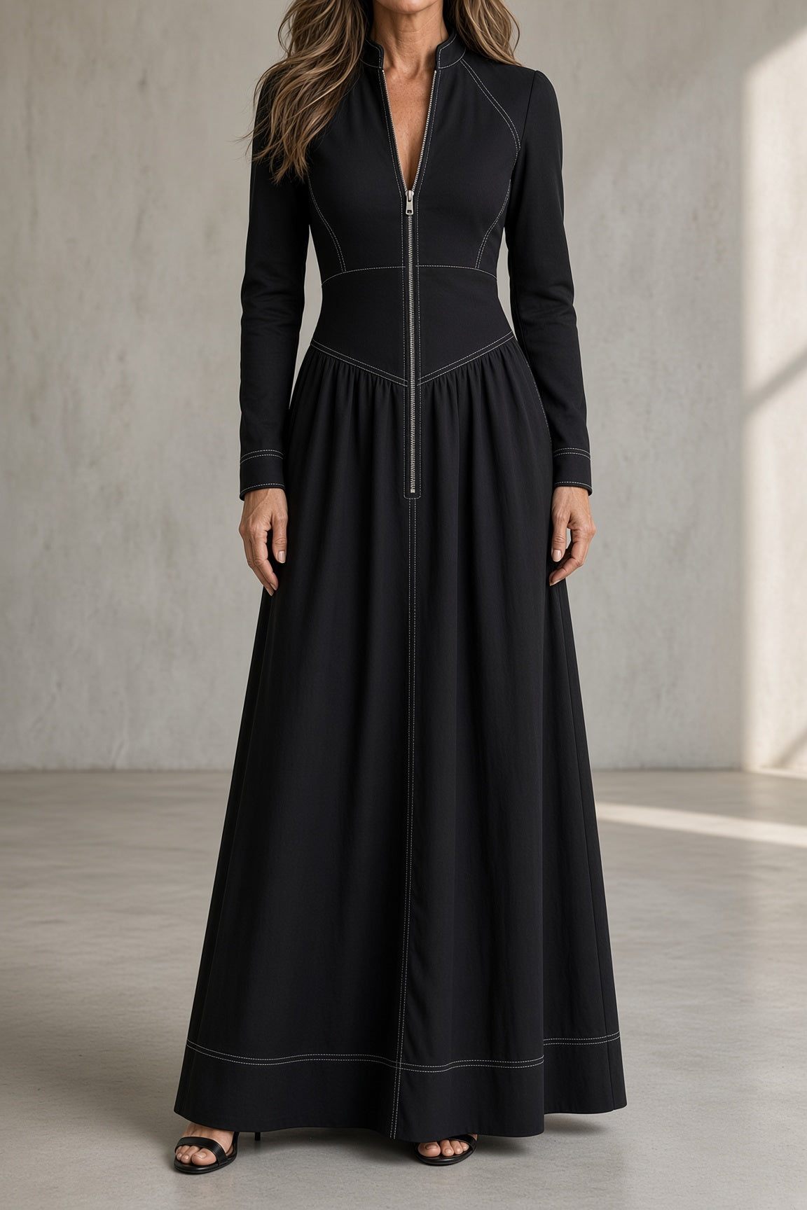 Sienna | Abito Lungo con Zip Frontale