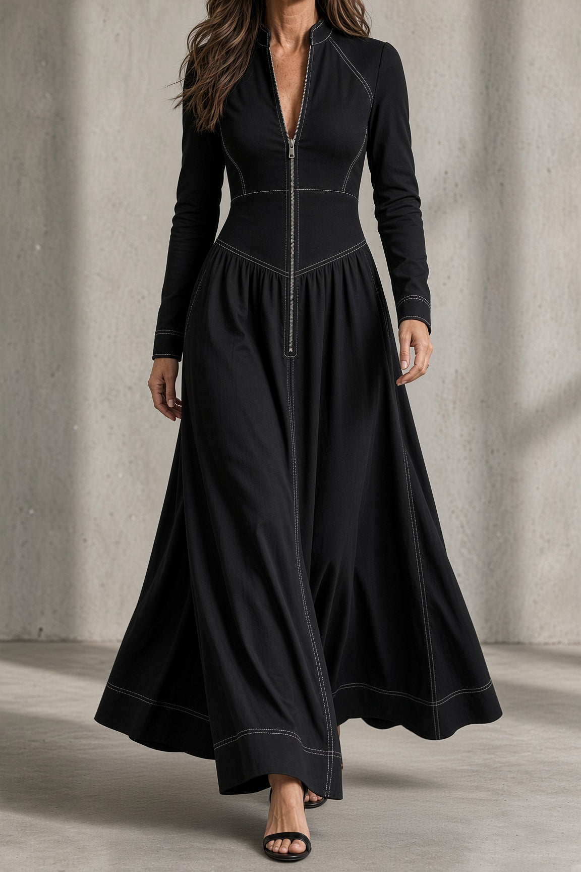 Sienna | Abito Lungo con Zip Frontale