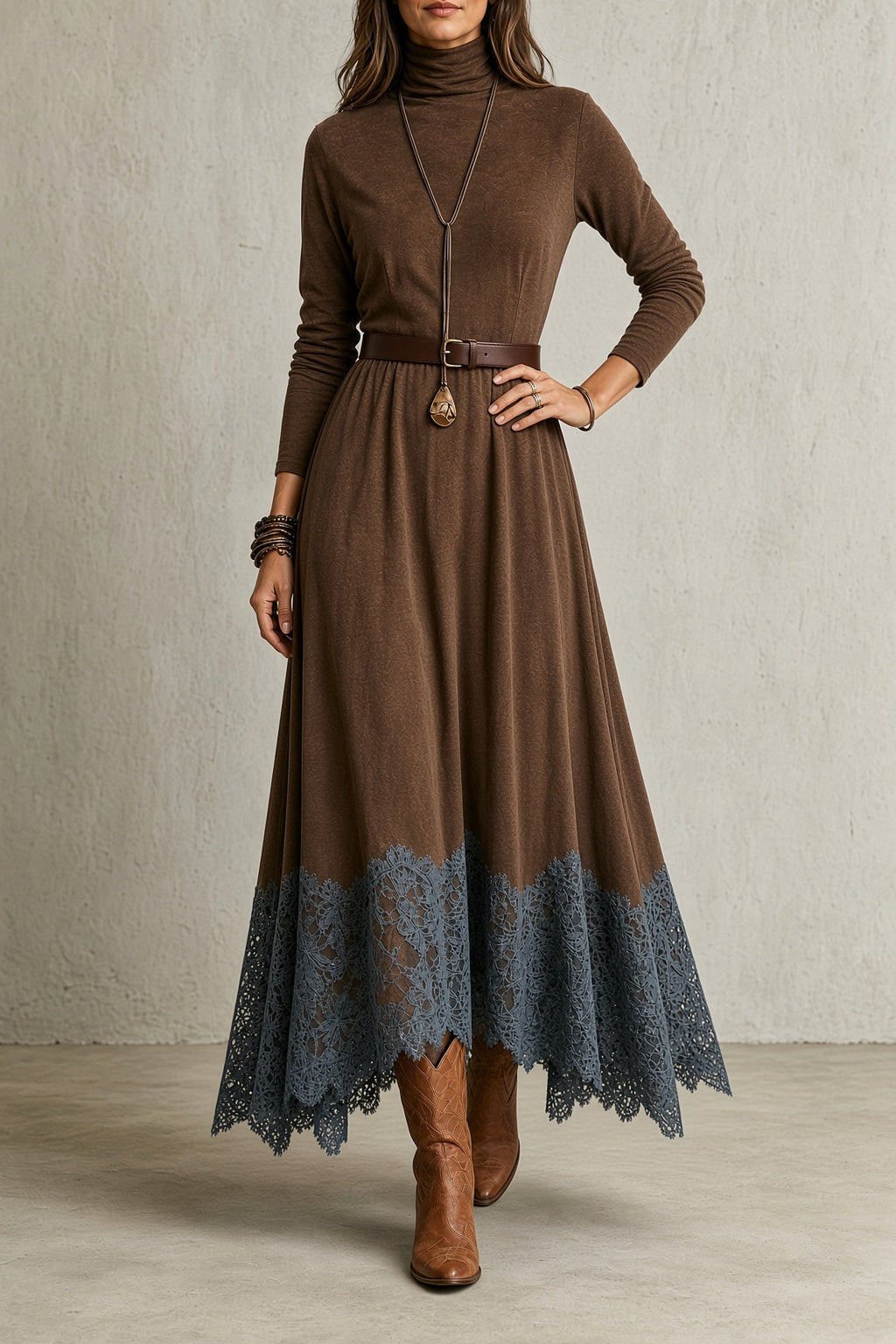 Sarah | Abito Vintage a Collo Alto con Pizzo