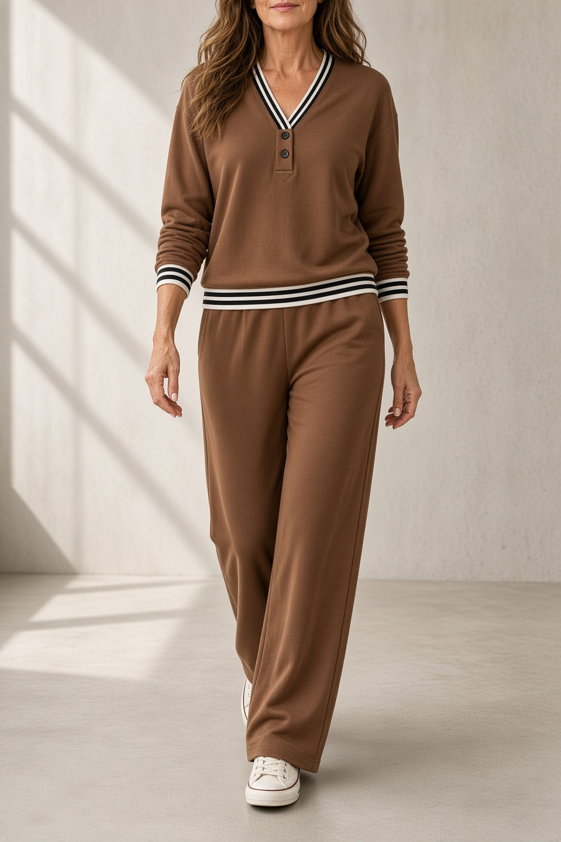 Monica | Completo Coordinato con Scollo a V e Strisce
