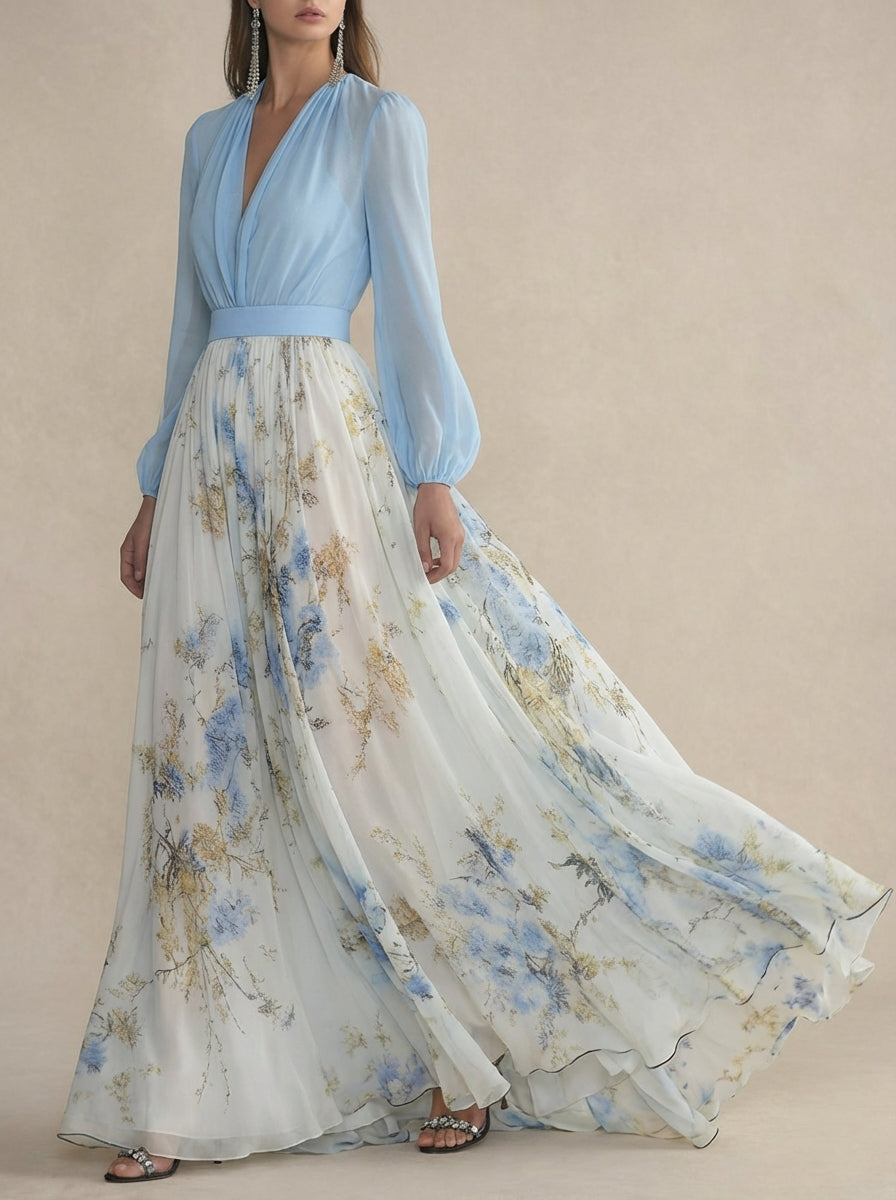 Vestito Maxi Floreale in Chiffon