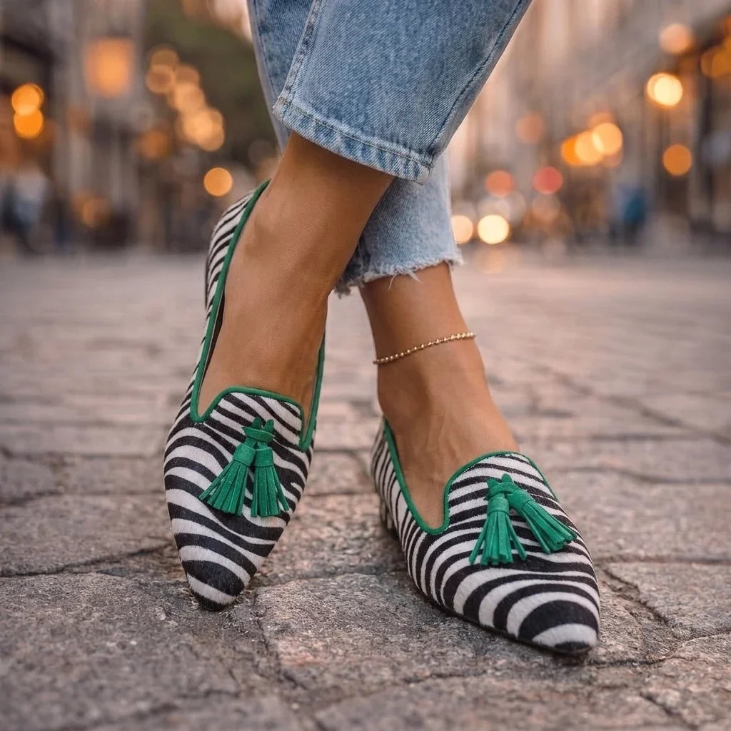 Dalia – Mocassini con Nappine e Stampa Animalier