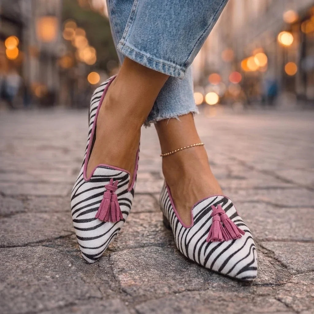 Dalia – Mocassini con Nappine e Stampa Animalier