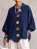 Isadora | Cardigan Oversize con Colletto e Grandi Bottoni Metallici