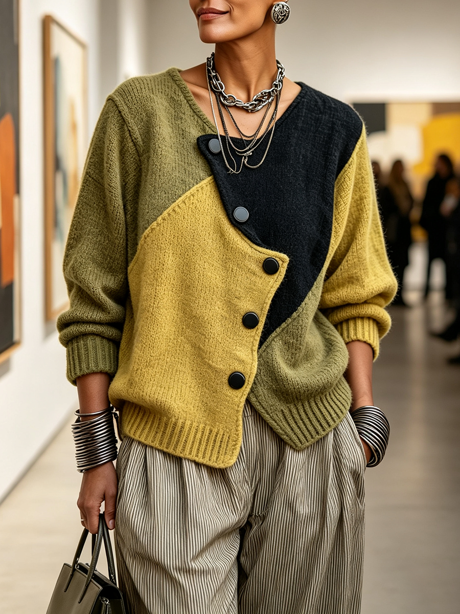 Palette | Maglione Asimmetrico a Blocchi di Colore