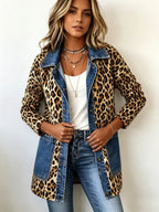 Nieves | Giacca Lunga Leopardata con Denim