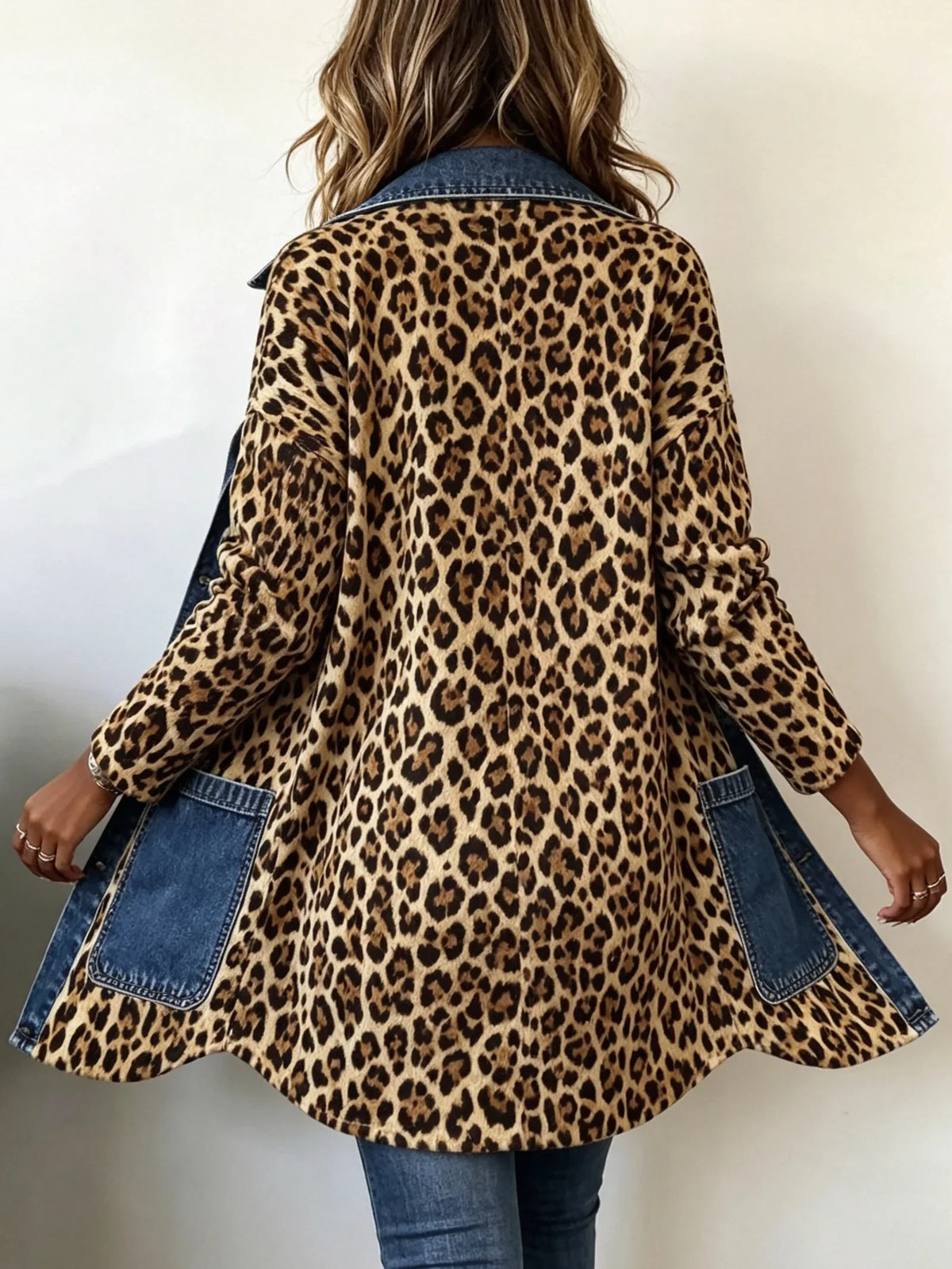 Nieves | Giacca Lunga Leopardata con Denim