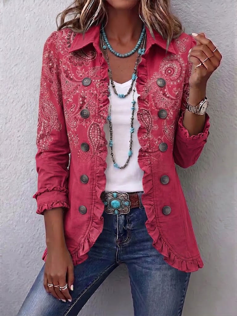Milagros | Giacca Cachemire Rosa con Volant