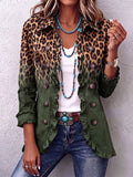 Ernestina | Giacca Blazer Leopardato Verde con Volant