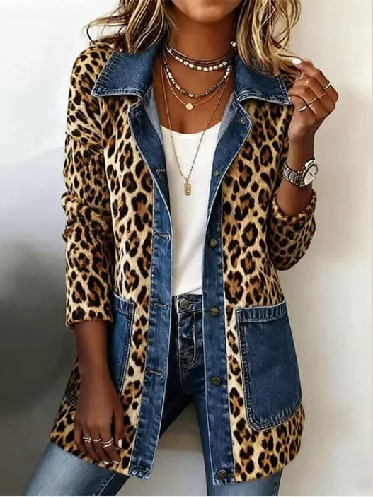 Nieves | Giacca Lunga Leopardata con Denim