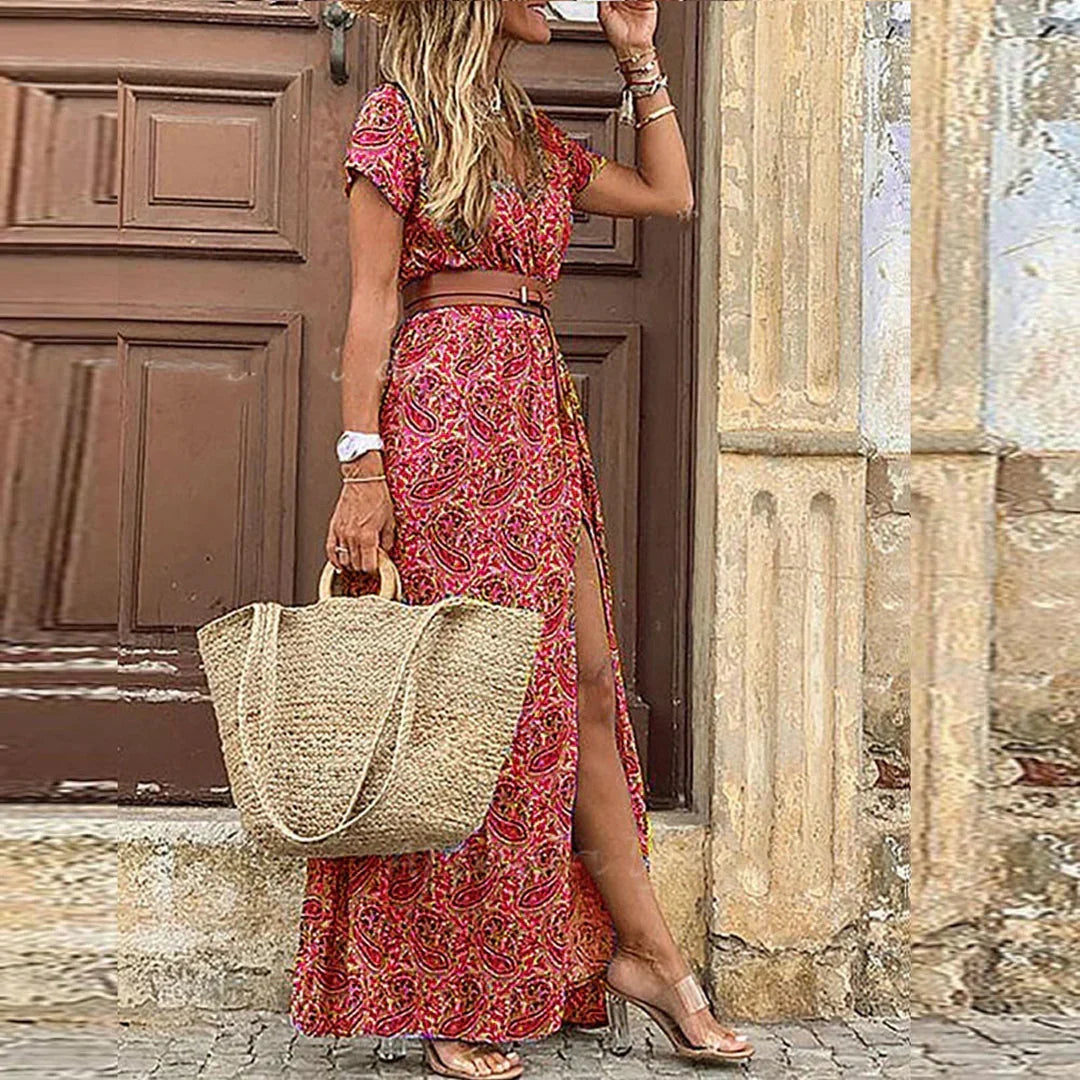 Vestito Maxi Floreale con Cintura