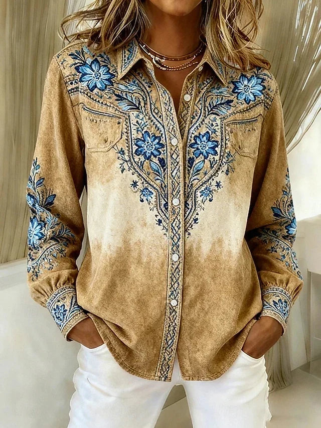 Tucson™ | Camicetta con Bottoni a Fiori Vintage Western